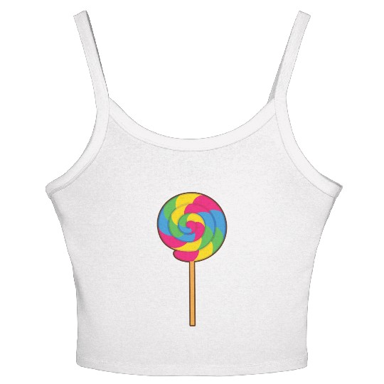 Lollipop Rainbow Sucker Candy Halloween Costume Women's Spaghetti Strap Tank Top