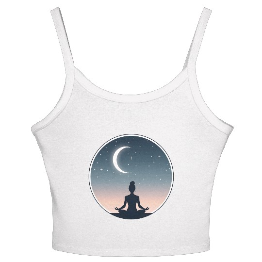 Moonlit Yoga Pose Women's Spaghetti Strap Tank Top