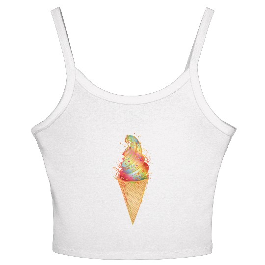 Artfully decorated ice cream in a waffle cone Women's Spaghetti Strap Tank Top
