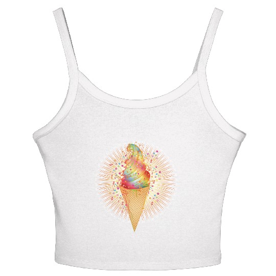 Artfully decorated ice cream in a waffle cone Women's Spaghetti Strap Tank Top