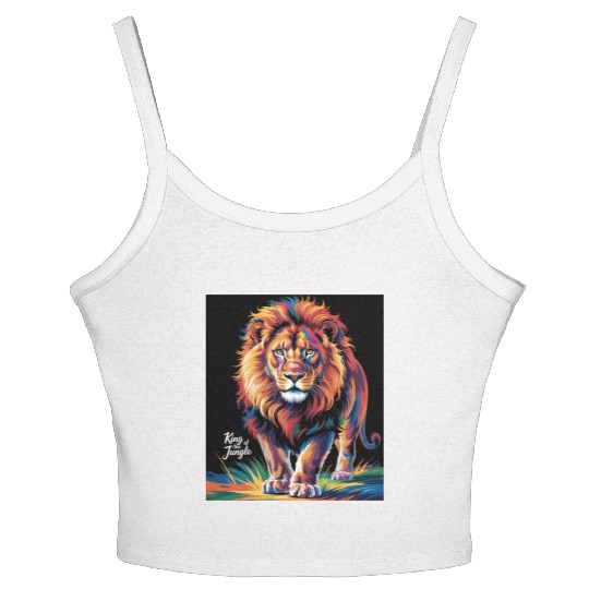 Pride and Power – Majestic Rainbow Lion Head Women's Spaghetti Strap Tank Top