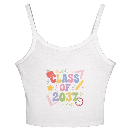 Class of 2037 Grow With Me, Funny back to school Women's Spaghetti Strap Tank Top