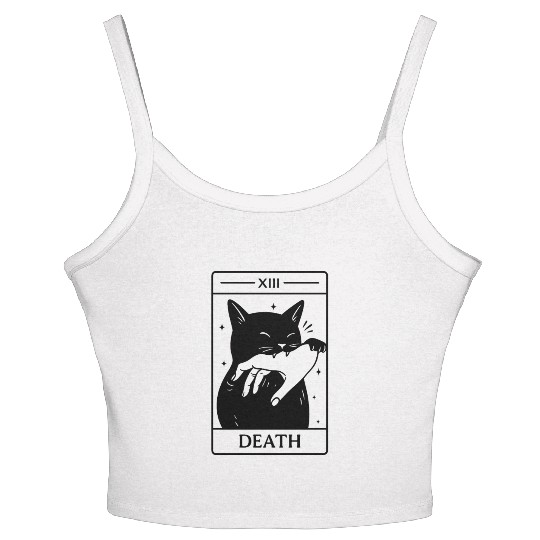 Death Tarot Cat, Funny Dark Humor, Occult Women's Spaghetti Strap Tank Top