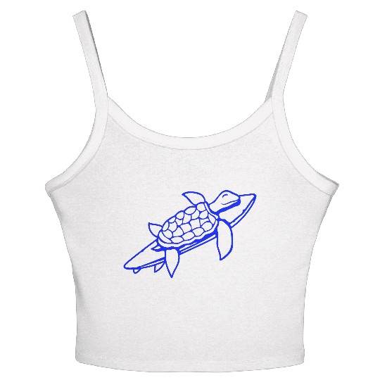 Water turtle surfboard surfer fun surfing hobby Women's Spaghetti Strap Tank Top