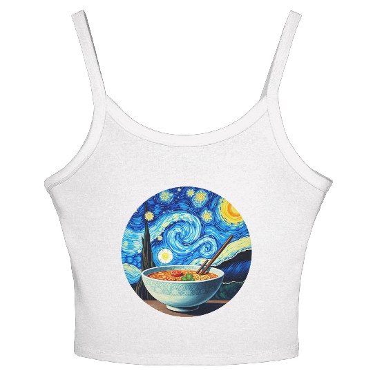 Van Gogh's Starry Night ramen noodle Bowl japanese Women's Spaghetti Strap Tank Top