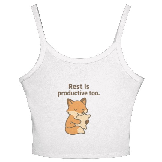 Cute Fox Self-Care Pillow Design Women's Spaghetti Strap Tank Top