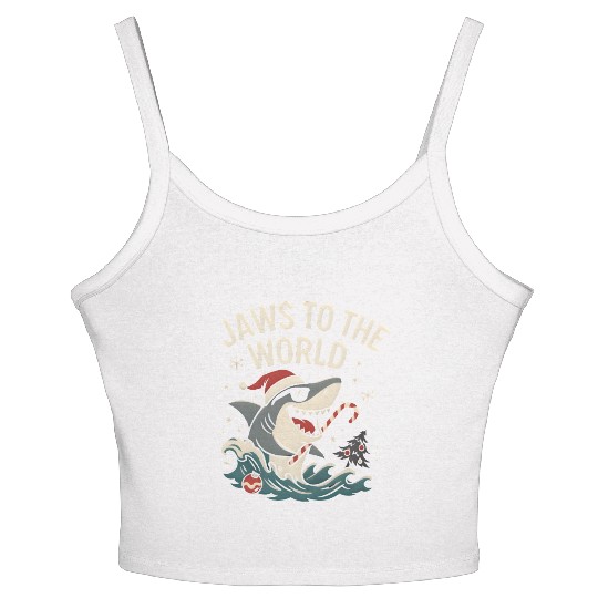 Jaws to the World – Christmas Shark Attack Women's Spaghetti Strap Tank Top