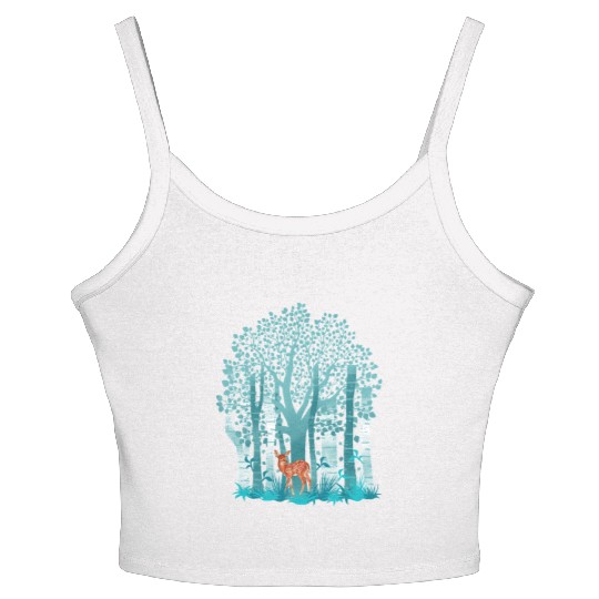 The deer in forest Women's Spaghetti Strap Tank Top