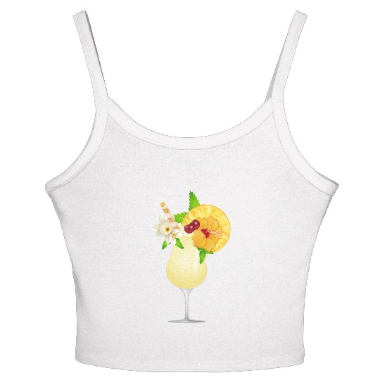 Summery cocktail decorated with fruit Women's Spaghetti Strap Tank Top