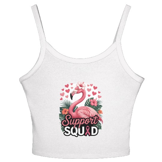 Pink Flamingo Support Squad Design Women's Spaghetti Strap Tank Top