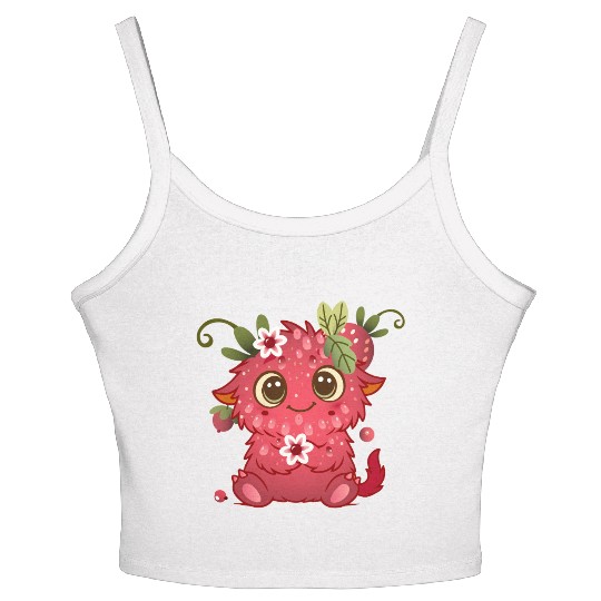 Cute Monster in Raspberry Design Women's Spaghetti Strap Tank Top