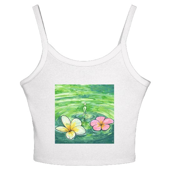 Serene Water Lilies Watercolor Design Women's Spaghetti Strap Tank Top