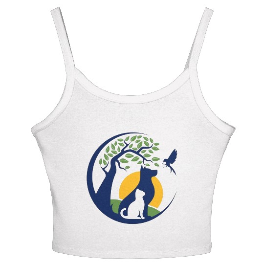Serene Wilderness Canine and Feline Scene Women's Spaghetti Strap Tank Top