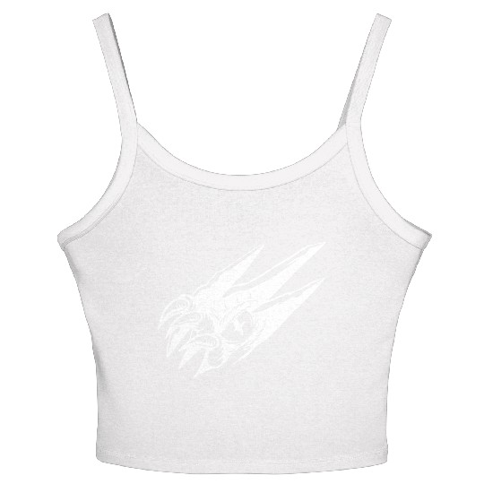Dragon Eye Claw Rip White Outline Women's Spaghetti Strap Tank Top