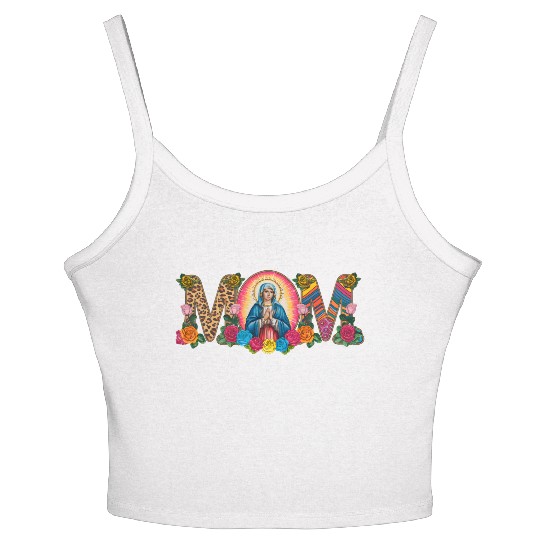 Floral Mom Mother Mary Leopard Rainbow Women's Spaghetti Strap Tank Top