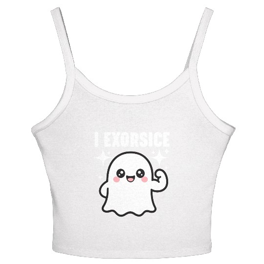 Ghost I Exorcise Funny Gym Exercise Workout Spooky Women's Spaghetti Strap Tank Top