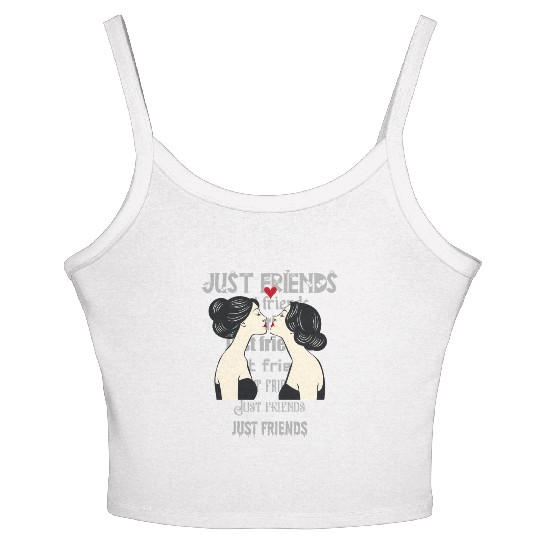 Lesbians kiss Just friends Women's Spaghetti Strap Tank Top