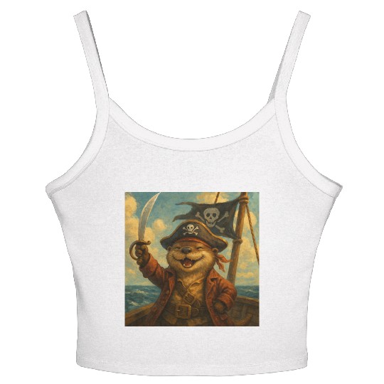 Whimsical Pirate Ferret Art Women's Spaghetti Strap Tank Top