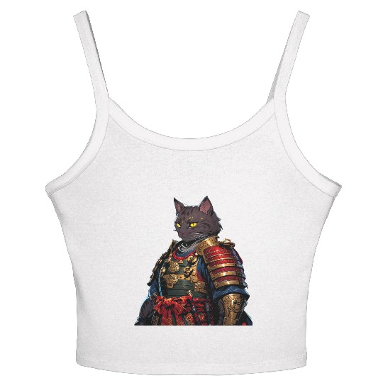 Warrior Cat in Armor Artwork Women's Spaghetti Strap Tank Top