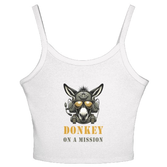 Donkey In Mission Military Women's Spaghetti Strap Tank Top