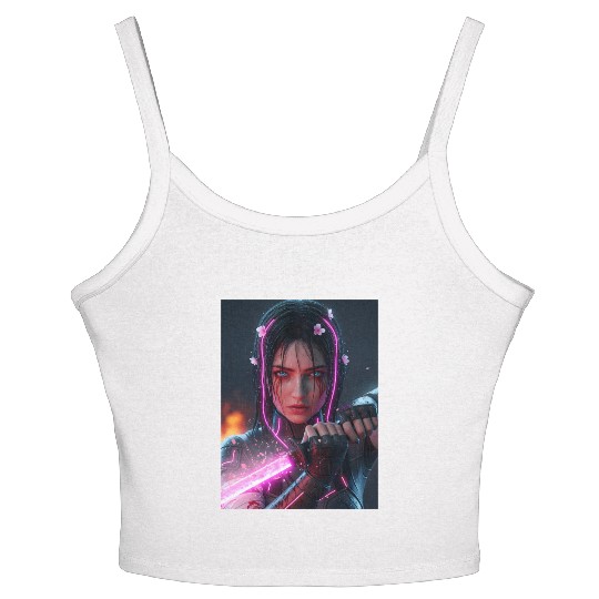 Cyberpunk Samurai Girl Women's Spaghetti Strap Tank Top