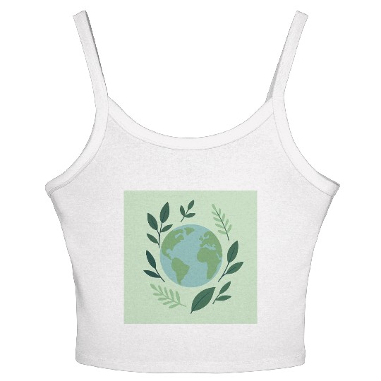 Earth and Leaves Eco Print Women's Spaghetti Strap Tank Top