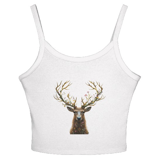 Enchanted Forest Deer Illustration Women's Spaghetti Strap Tank Top