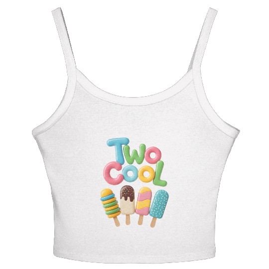Two Cool – Funny 2nd Birthday Toddler Design  Women's Spaghetti Strap Tank Top