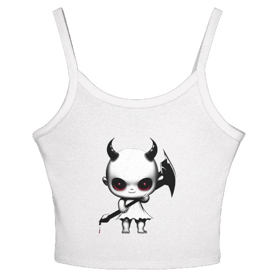 Cute Demon Baby with Horns and Bat Wings Women's Spaghetti Strap Tank Top