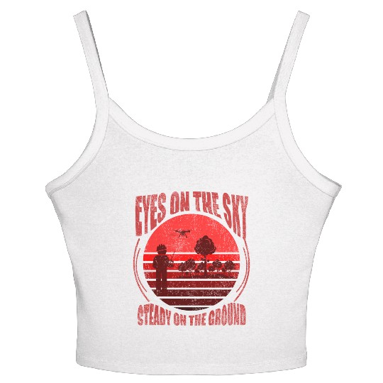 EYES ON THE SKY, MAP DRONE Women's Spaghetti Strap Tank Top