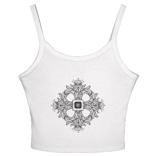 Arabesque Ornament with a Baroque Flair in Gray Women's Spaghetti Strap Tank Top