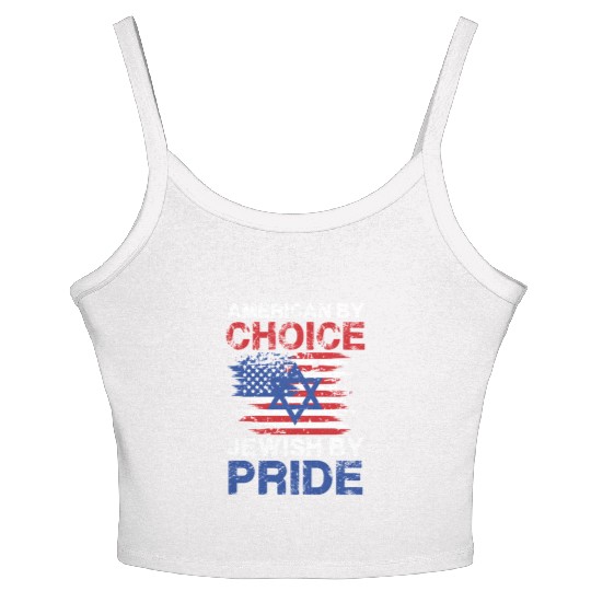 American By Choice Jewish By Pride Patriotic Women's Spaghetti Strap Tank Top