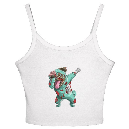 Dabbing Zombie Pug Cute Halloween Pugs Funny Dab  Women's Spaghetti Strap Tank Top