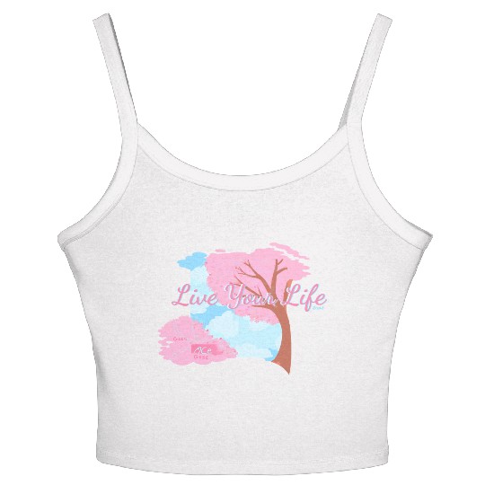 Pink Cherry Blossom Inspirational Design Women's Spaghetti Strap Tank Top
