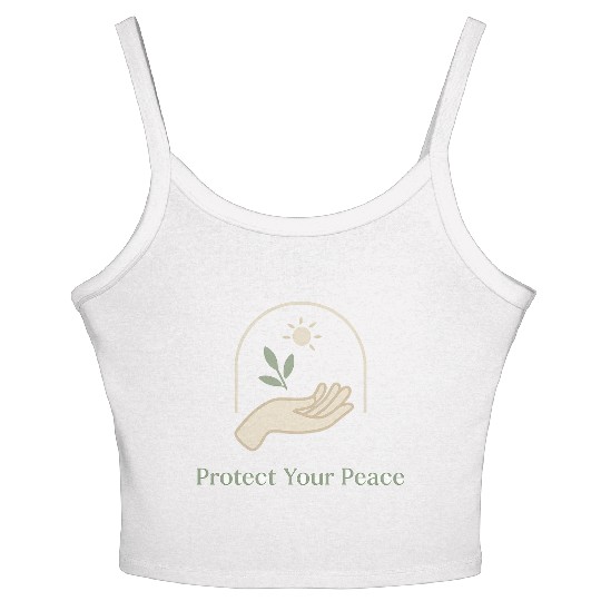 Peaceful Nature Hand with Sun and Leaf Women's Spaghetti Strap Tank Top