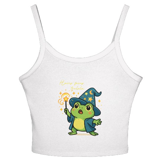 Magical Froggy Wizard Illustration Women's Spaghetti Strap Tank Top