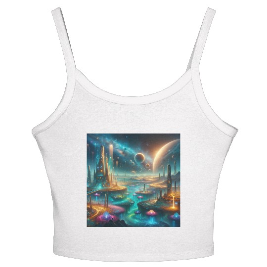 Futuristic Alien Landscape Design Fantasy Sci-Fi Women's Spaghetti Strap Tank Top