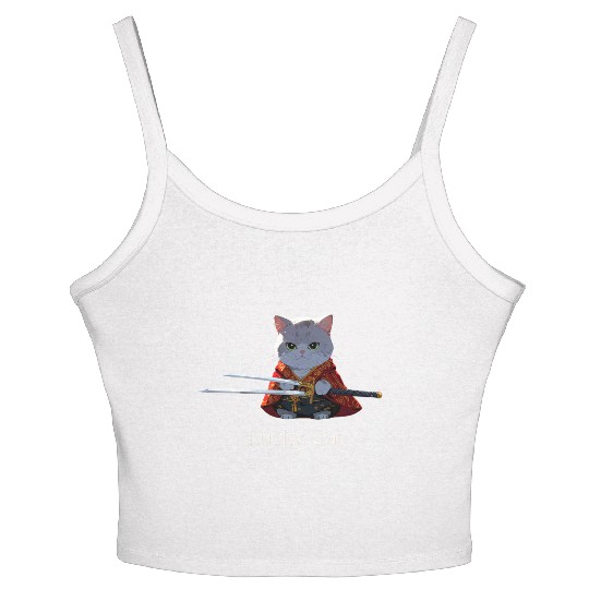 Mythic Warrior Cat with Swords Women's Spaghetti Strap Tank Top