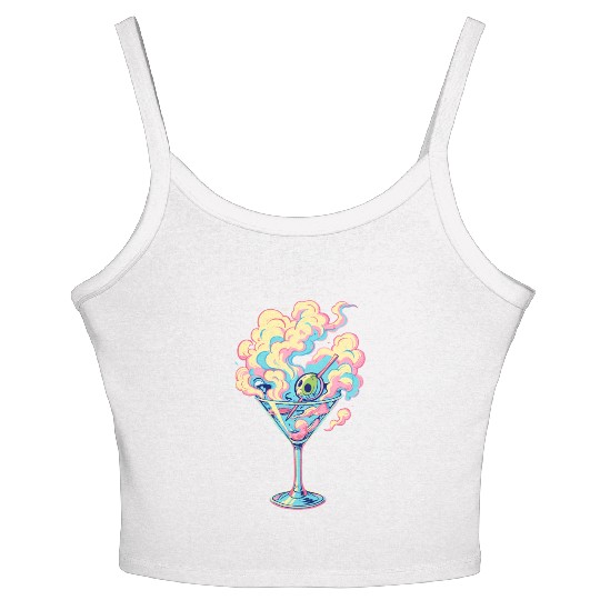Vaporwave Martini Cocktail Dreams Women's Spaghetti Strap Tank Top