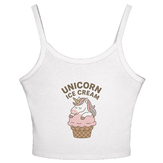 Unicorn Ice Cream Illustration Women's Spaghetti Strap Tank Top
