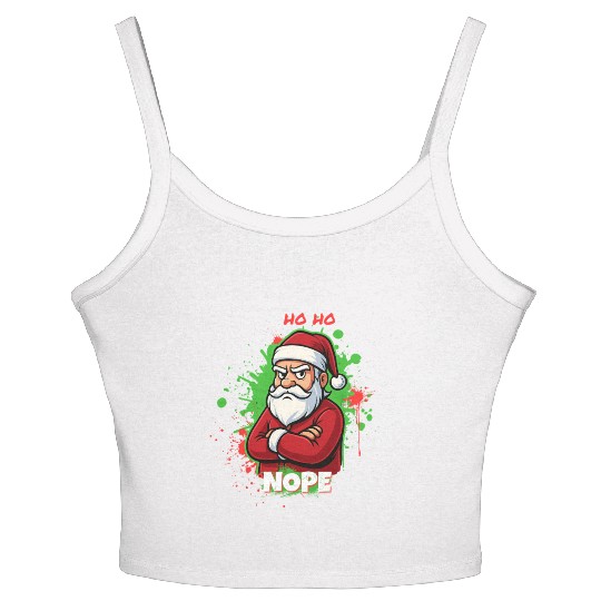 Ho Ho Nope – Grumpy Santa Art Women's Spaghetti Strap Tank Top