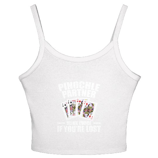 Pinochle Partner Blink Twice If You're Lost Women's Spaghetti Strap Tank Top
