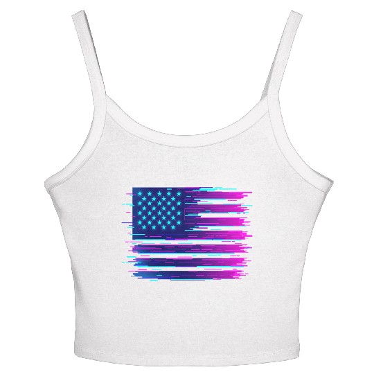 Retro Neon Grunge American Flag Women's Spaghetti Strap Tank Top