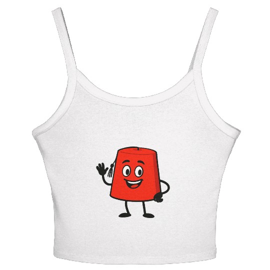 Whimsical Red Lamp Character Design Women's Spaghetti Strap Tank Top