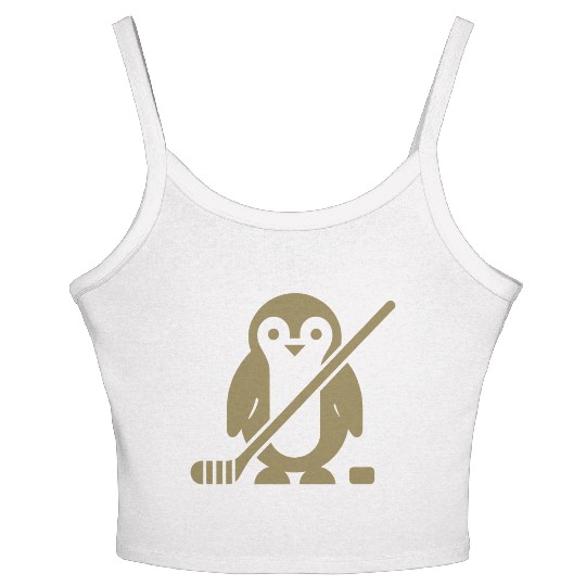 Minimalist penguin ice hockey silhouette sport Women's Spaghetti Strap Tank Top