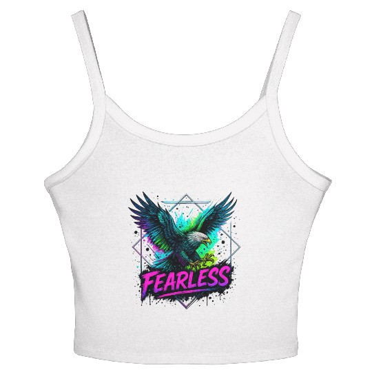 Fearless Eagle Neon Design Women's Spaghetti Strap Tank Top