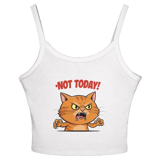 Not Today Angry Cat Women's Spaghetti Strap Tank Top | Funny Grumpy Cat Mem