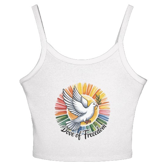 Peaceful Dove with Olive Branch Design Women's Spaghetti Strap Tank Top