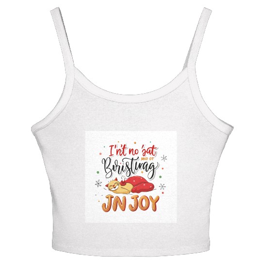 Festive Cat Joy Christmas Design Women's Spaghetti Strap Tank Top