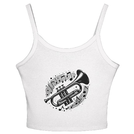 Trumpet Meets Musical Note Loud, Wild, Beautiful Women's Spaghetti Strap Tank Top